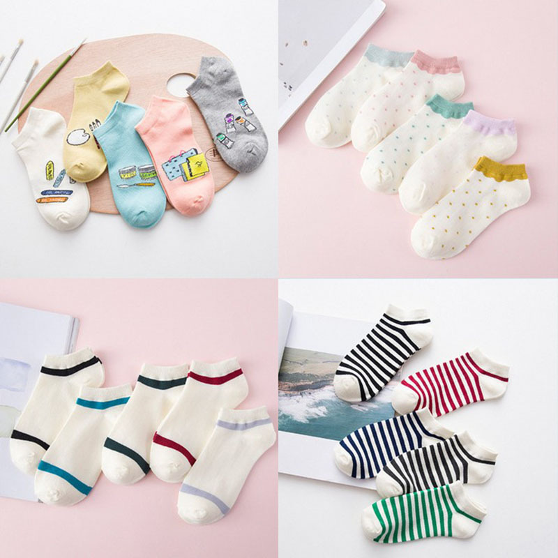 春夏上新 多款可选卡通棉袜子女士 百搭提花吸汗韩国船袜 批发|ru