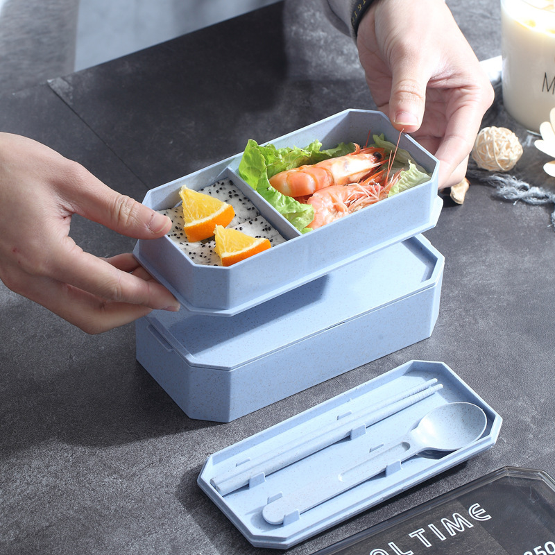 creative Japanese double-layer square lunch box