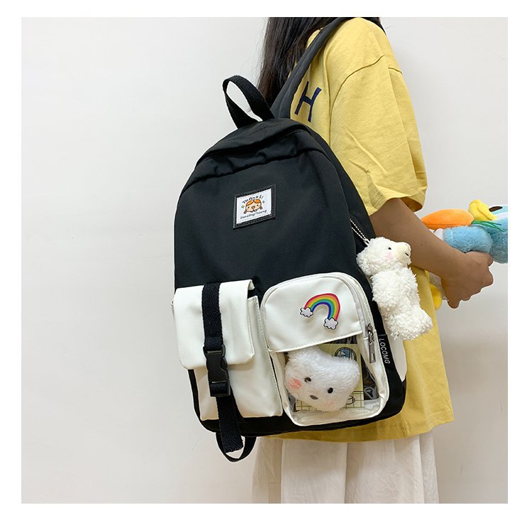 Korean Student Hit Color Backpack Soft School Bag display picture 12