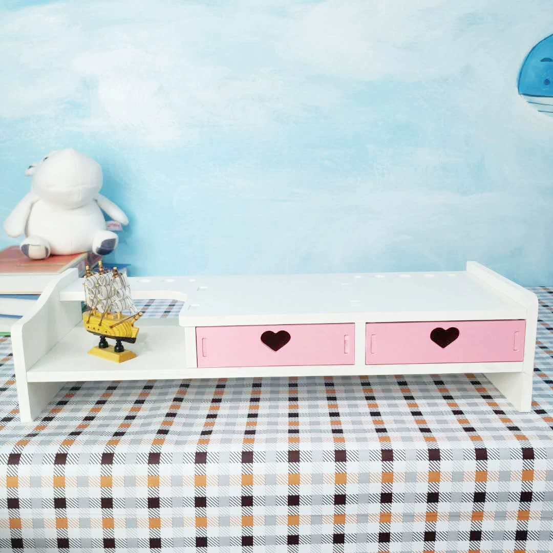 Экран дисплея компьютера Повышенная полка Студенческая книжная полка Офис Настольная клавиатура Хранение и отделка Pad Высокий стеллаж для хранения