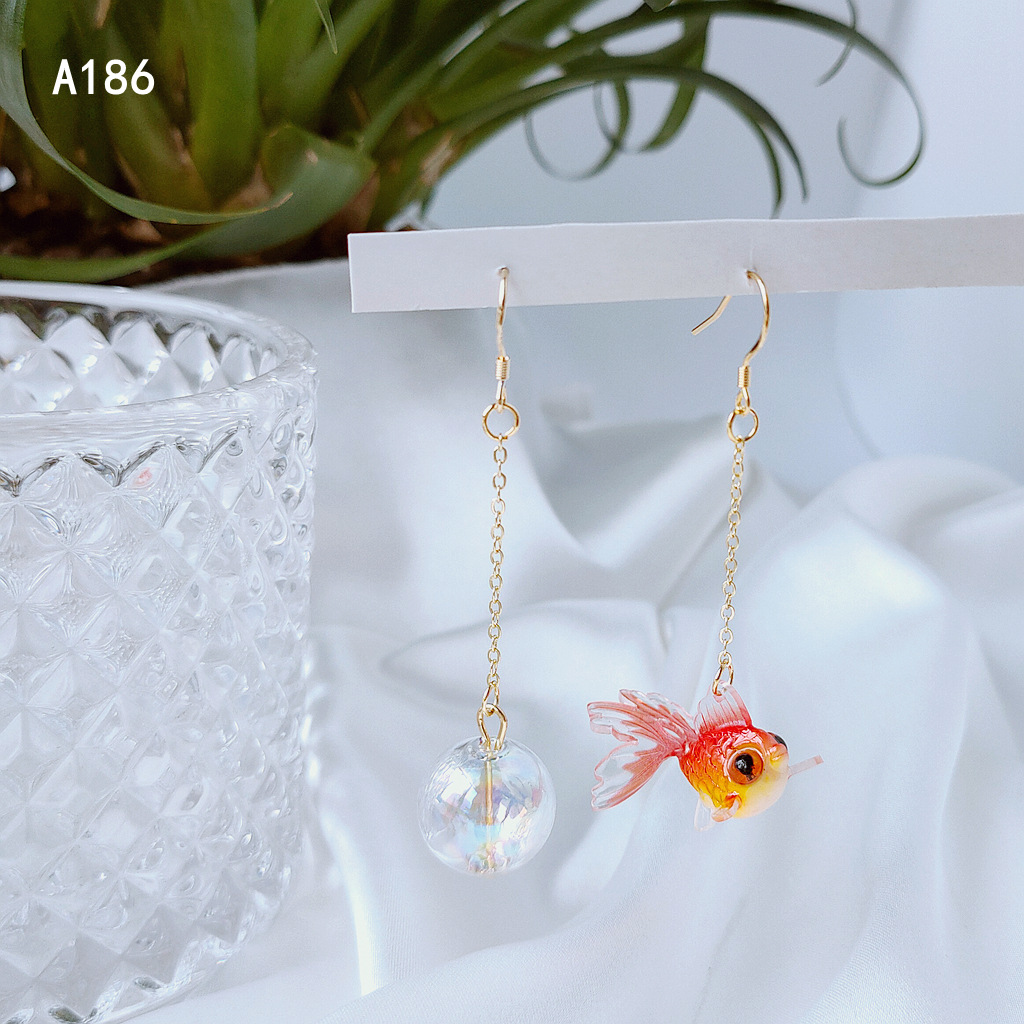 13g Weight 925 Sterling Silver Ear Needle Material 14K Gold Plated Plating Material Drop Earrings Classification 1 Pair Quantity Daily, Party, Festival Occasion Resin, Glass Material Fish Pattern Women's Gender Asymmetrical Design Cute, Japanese Style Style 1 Pair Cute Japanese Style Fish Asymmetrical Resin Glass 14K Gold Plated Drop Earrings 4