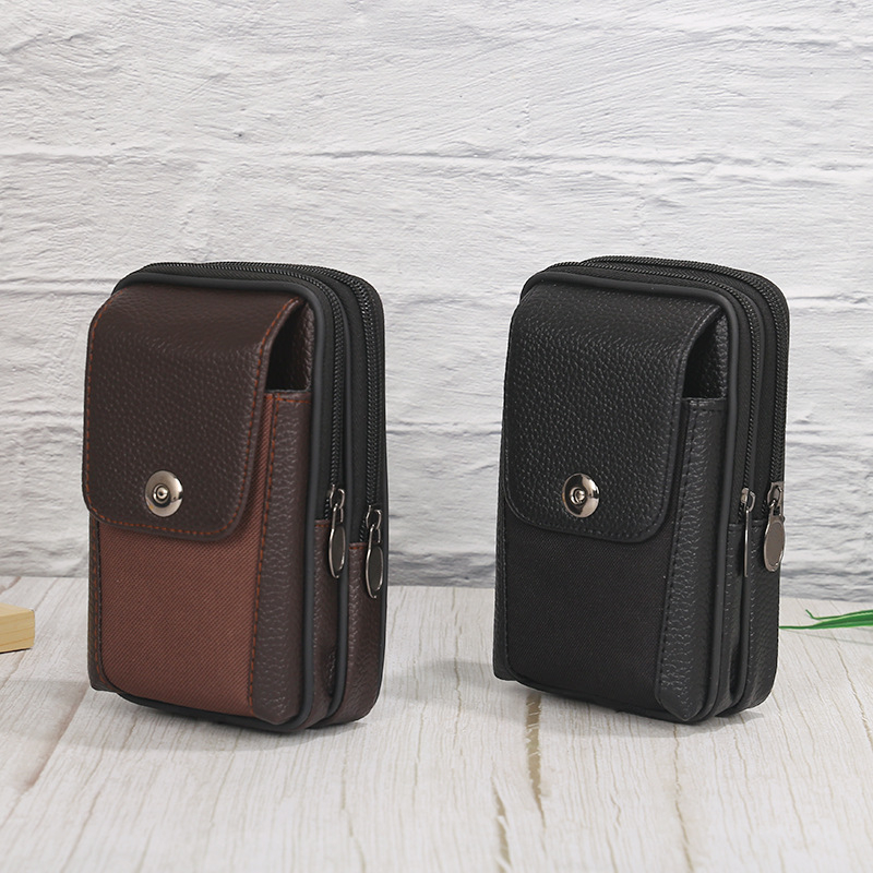 New Horizontal Vertical Mobile Phone Bag Men's Multi-Functional Leather Belt Mobile Phone Set Creative Mobile Phone Bag Gift Customization Item Picture