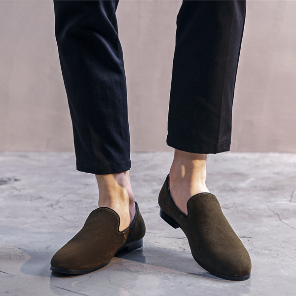 Spring New Men's Shoes Men's Bean Shoes Korean Edition Versatile Matte Leather Lefu Shoes One Step Step Men's Shoes Whol