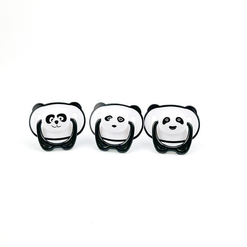 Silicone soother with storage box, panda cartoon pattern, sleep-inducing round/flat head, wholesale