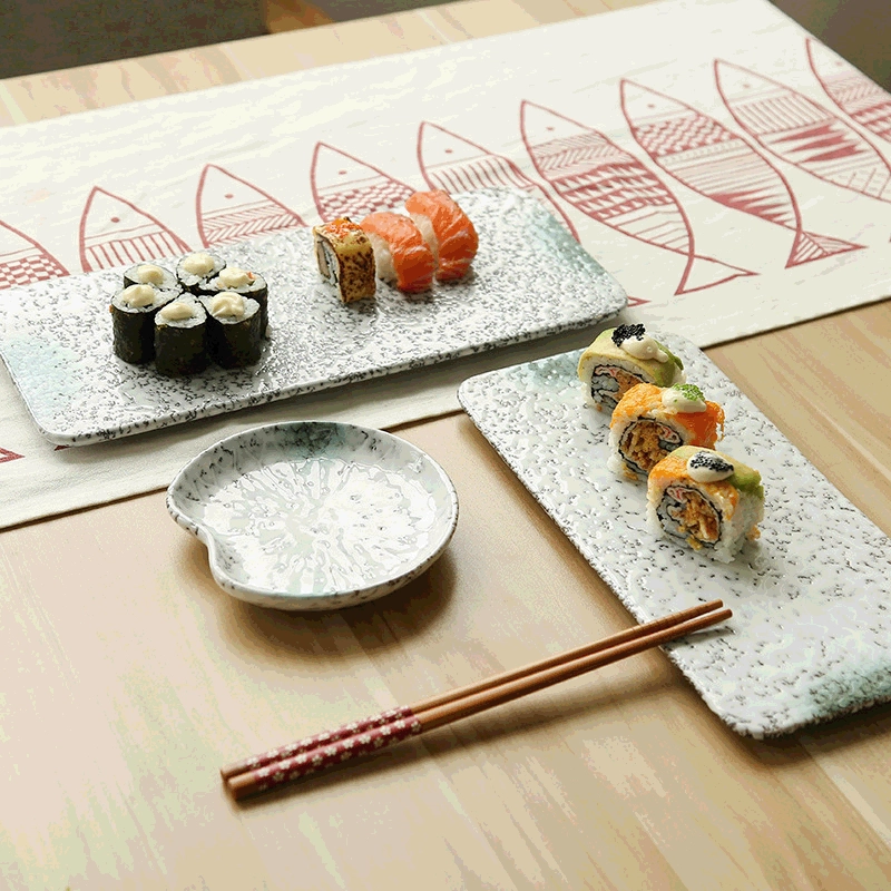 Japanese -style and Fengshou Si Pan Creative Ceramics Ceramic Date Casino Tablet Cake Cake Personalized Retro Divis Personalized