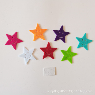 合力厂家直供外贸批发DIY 无纺布五角星背胶贴布圣诞节装饰可定制