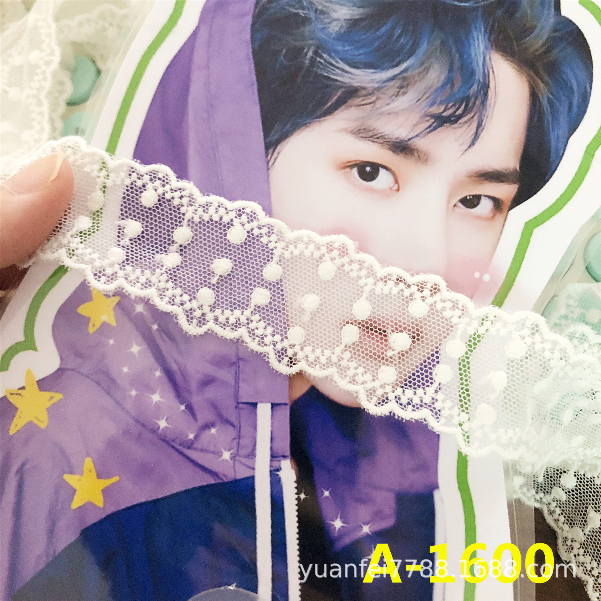 A-1600双边全纯棉圆点洛丽塔网纱刺绣蕾丝花边辅料