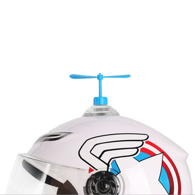 個性摩托車抖音頭盔竹蜻蜓吸盤裝飾風車電動車安全帽配件犄角旋轉