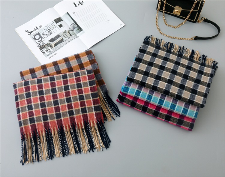 Plaid Long All-match Fringed Scarf display picture 16