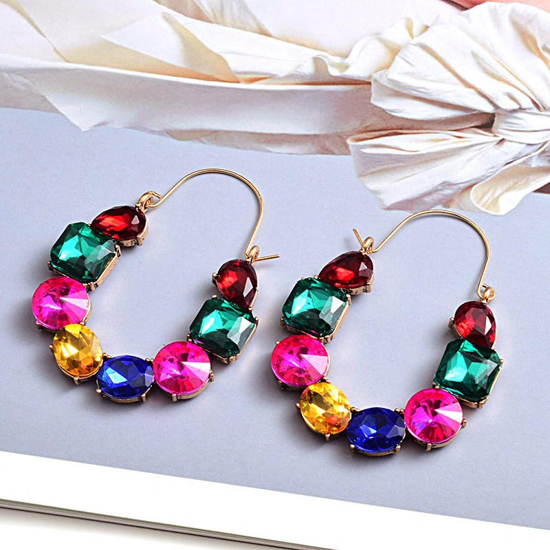 27g Weight Zircon Inlay Material Earrings Classification 1 Pair Quantity Holiday, Shopping Occasion Alloy Material Geometric Pattern Women's Gender Plating, Inlay Design Retro, Roman Style Style 1 Pair Retro Roman Style Geometric Plating Inlay Alloy Zircon Earrings 4
