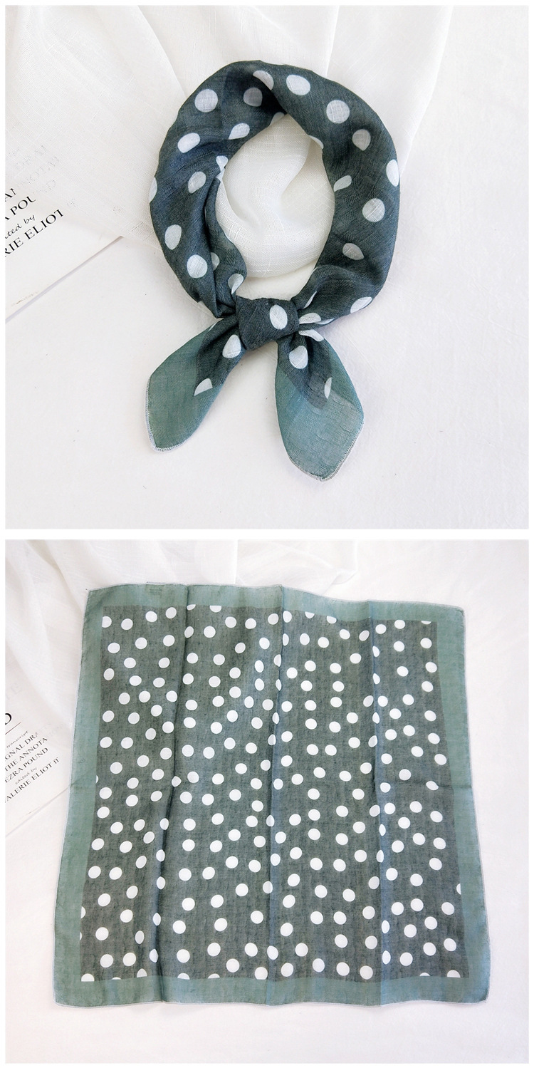 50g Weight Silk Scarf Classification Travel Occasion Unisex Gender Printing Design Sweet Style Grey&Pink, Grey, White, Purple, Green, Blue, Camel, Yellow, Black Color Cotton Linen Small Square Scarf 23