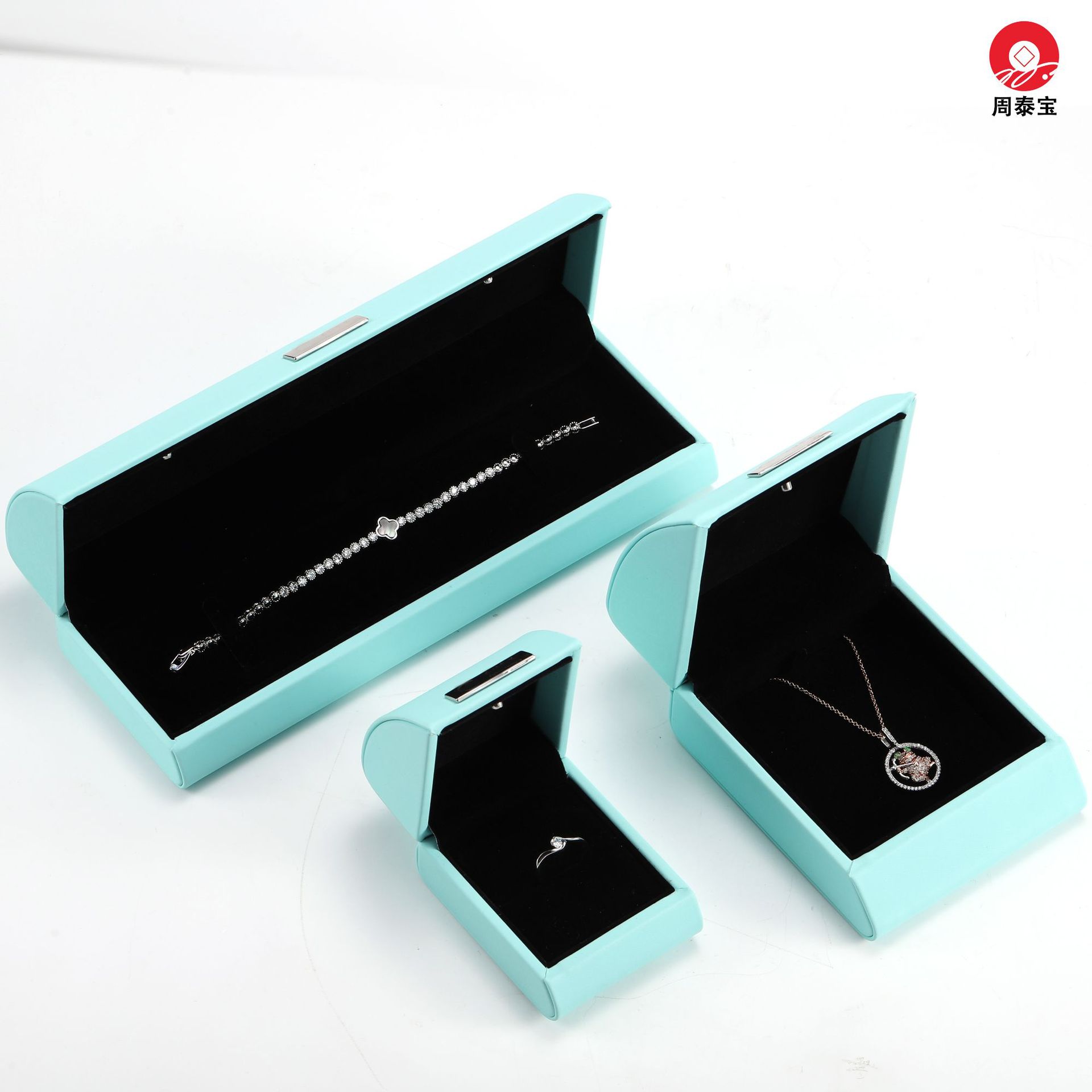 新品LED氛围灯盒金属配件小清新首饰盒戒指盒项链盒可定制logo