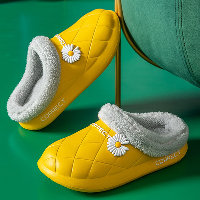 Autumn and winter New cotton slippers EVA one waterproof non-slip Home indoor keep warm lovers Wool slippers wholesale