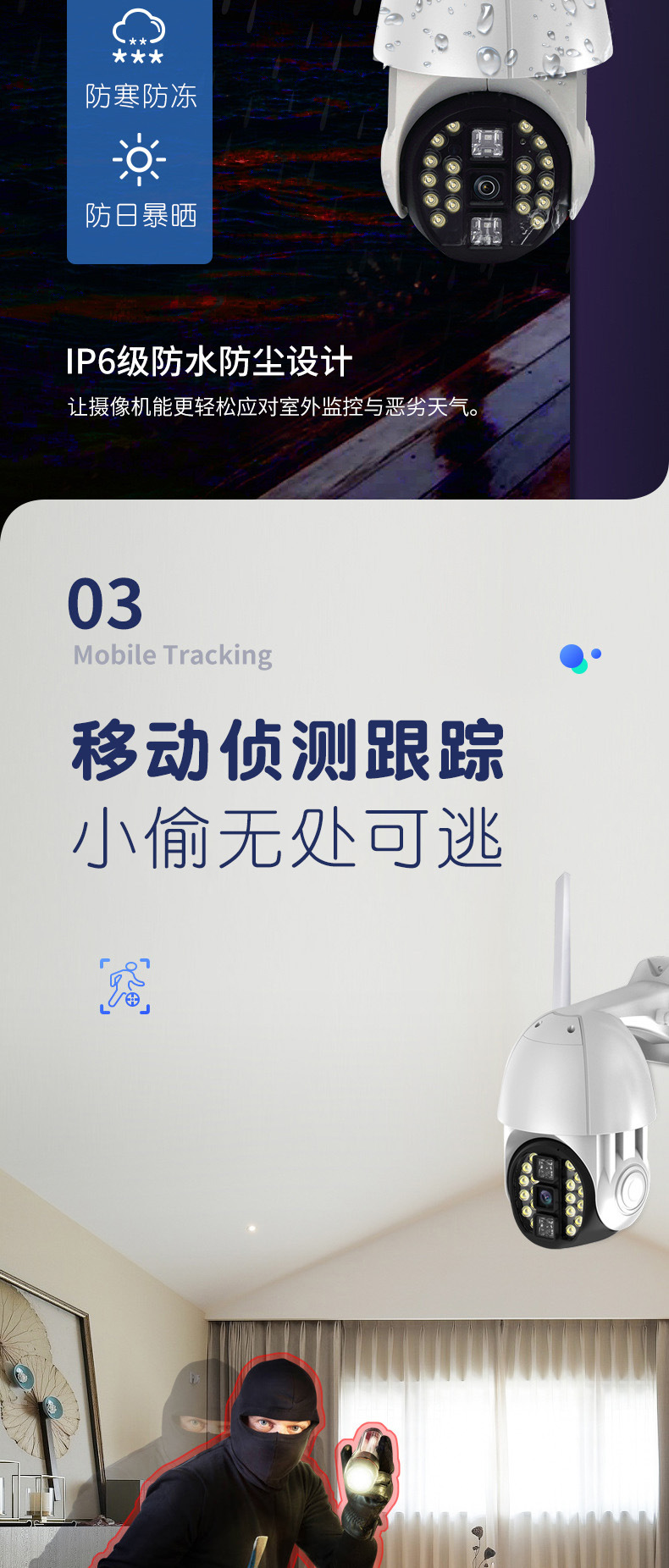 20灯球机室外防水监控器远程无线wifi网络全景高清夜视全彩