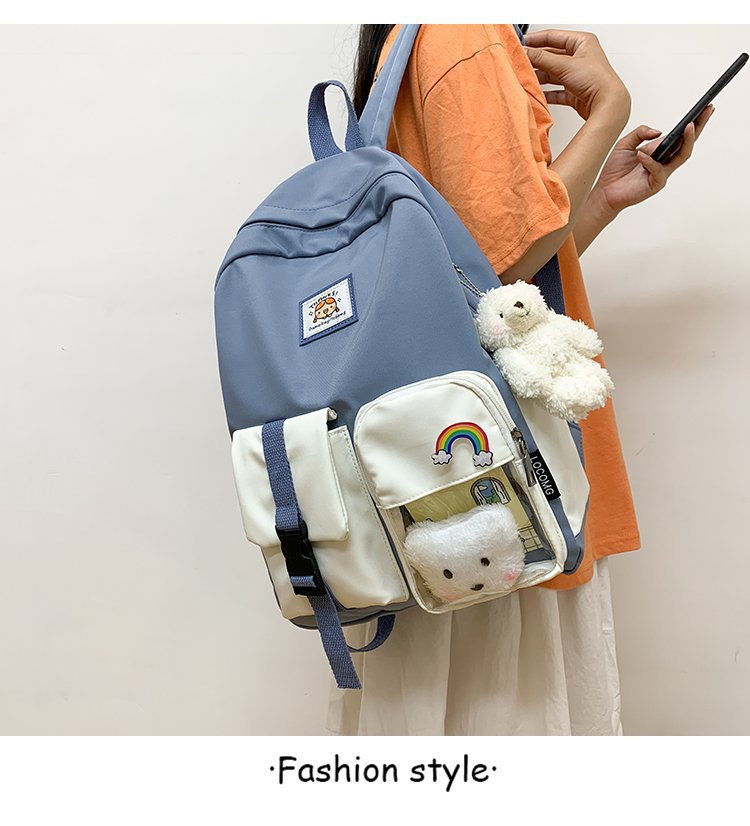 Korean Student Hit Color Backpack Soft School Bag display picture 21