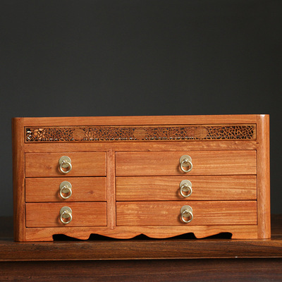 善成 精品缅甸黄花梨水波纹中国风复古首饰盒 饰品首饰盒