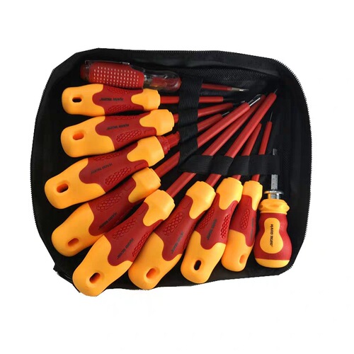 Multifunctional flat-cross electrician voltage-resistant insulated screwdriver set dual-purpose 10-piece repair screwdriver combination tool