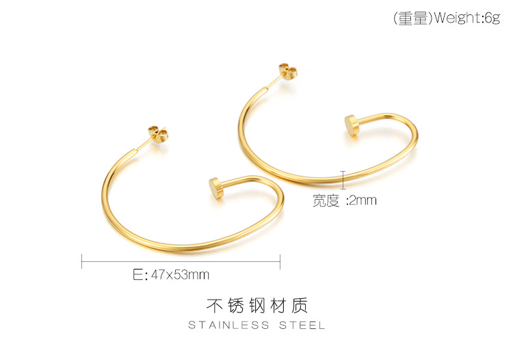 Korean Style Geometric Plating Titanium Steel 18K Gold Plated Earrings display picture 1