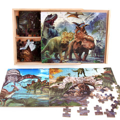 40/60/80/100-piece Six-Item Wooden Box Four-in-One Puzzle Set for Children's Intelligence Development - Direct Manufacturer Supply