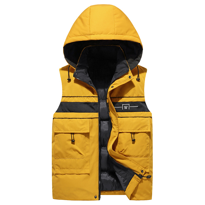 대외 무역 가을 겨울 조끼 남자의 슬림 핏 민소매 두꺼운 조끼 한국 스타일 슬림 핏 개성 색상 매칭 남성면 패딩 코트