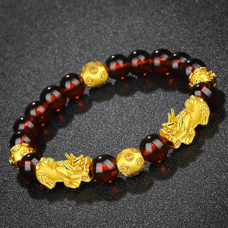 Smycken och accessoarer guld 3D hårt guld modigt granat armband kvinnlig kristall Vietnam sand pengar pärlarmband live supply_voghion.com