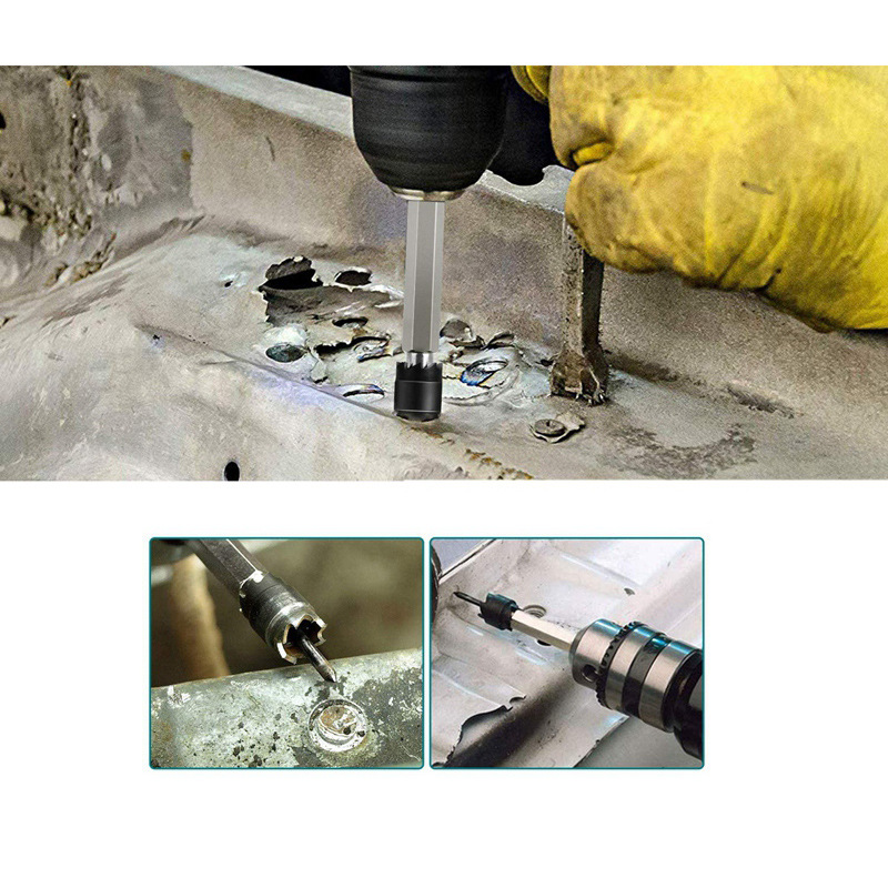 Juego de 13 piezas de soldadura por puntos traje de perforación taladro de mano eliminación de punto de soldadura herramienta abridor de agujero de metal al por mayor mango hexagonal perforación