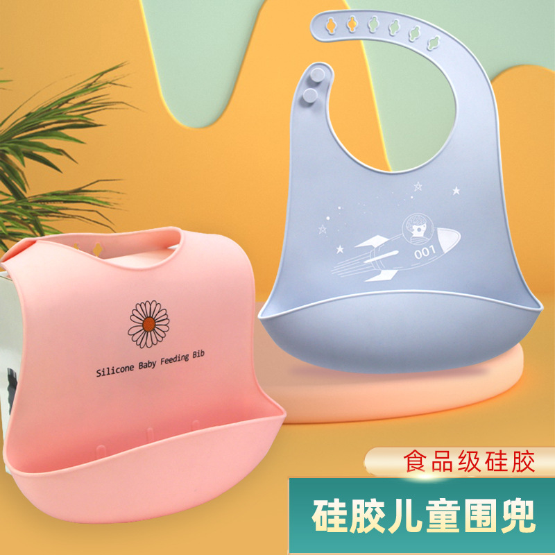 Waterproof children's hygienic silicone protective eating bib for…