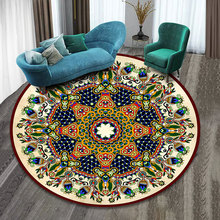 跨境曼陀罗复古地毯圆形民宿酒店客厅阳台办公室茶几垫民族风家居