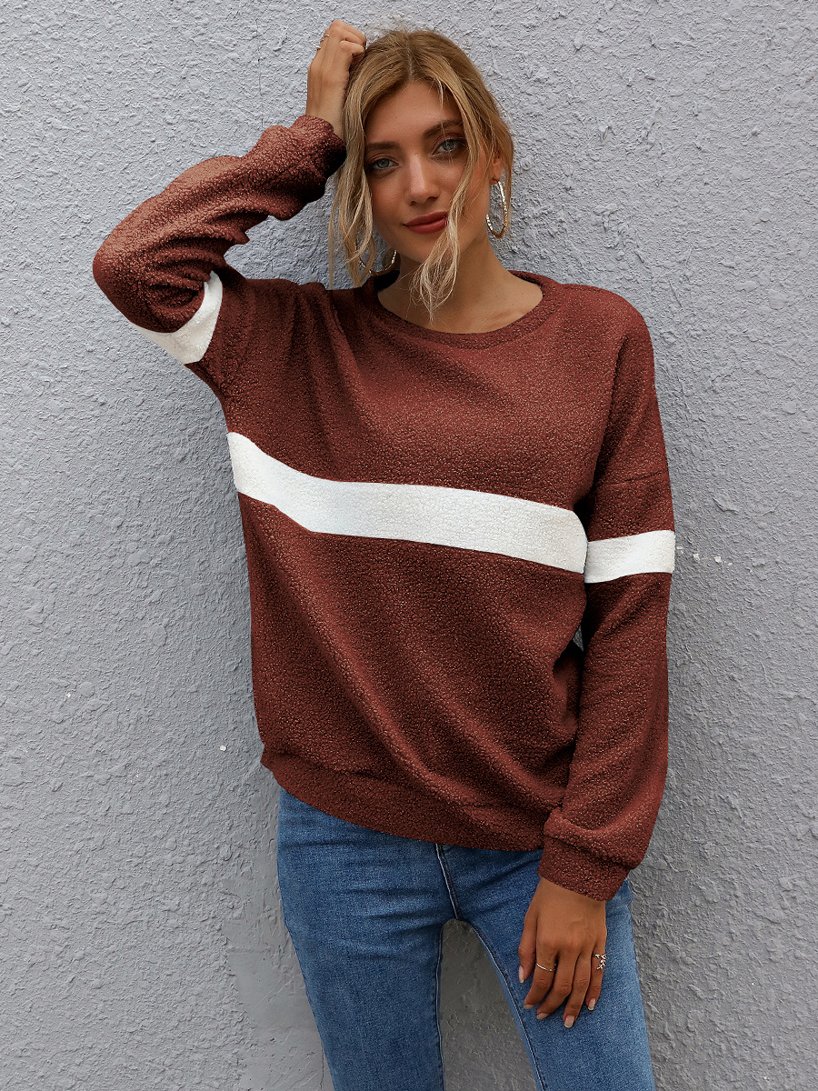 Long Sleeve Striped Stitching Sweater NSAL2882