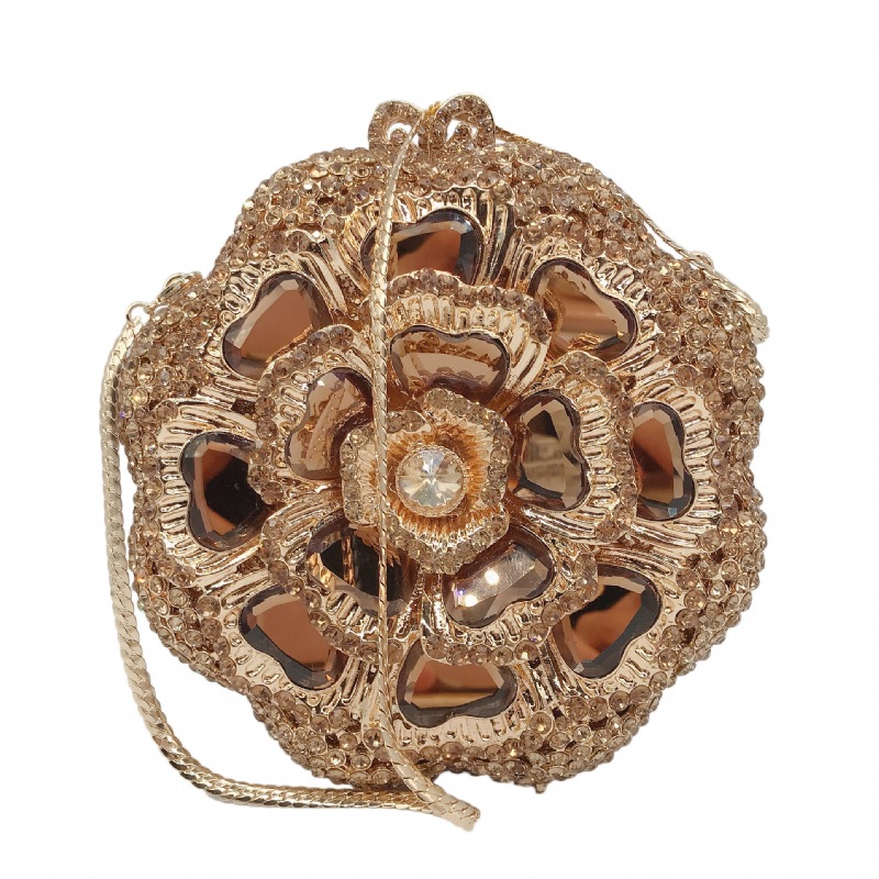Túi clutch dạ hội kim loại đính kim cương, xách tay nữ thời trang dự tiệc — Màu đen, Đế Vàng Kim Cương, Nền vàng kim cương trắng, Màu bạc chi tiết 25