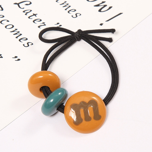 Creative M-bean candy-colored ponytail rubber band hair tie hair band headband leather case hair accessories women's street stall supply