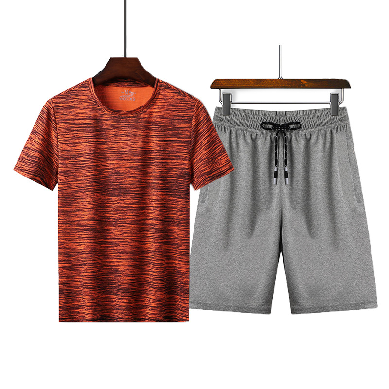 2019 hombre traje casual de verano gran camiseta de mangas cortas coreana delgada pantalones cortos de entrenamiento de secado rápido moda