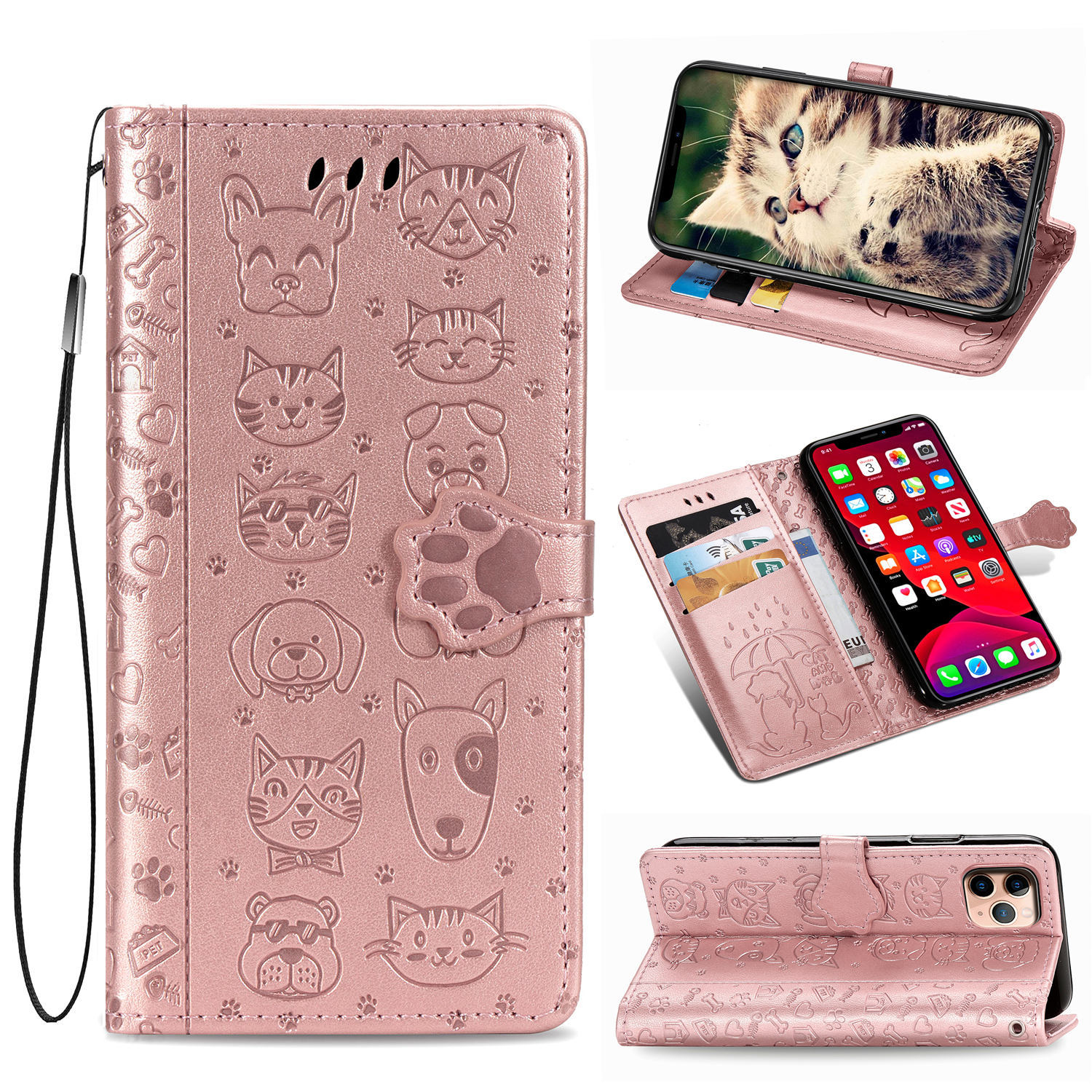 Embossed Leather Phone Case Wallet Card Holder For Iphone_voghion.com