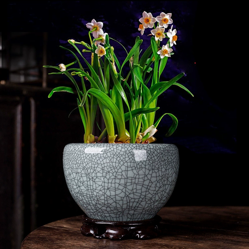 Настольный гидропонный цветочный горшок в китайском стиле, керамическая медная трава, спальная чаша лотоса, лотос без отверстий, бытовой небольшой резервуар для воды, гидропонное зеленое растение