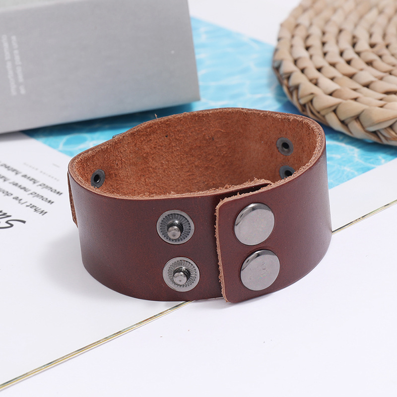 retro simple punk leather bracelet