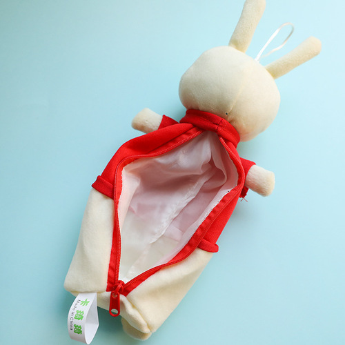 Plush Rabbit Pencil Bag Cartoon Animal Stationery Bag Student Creative Doll Multifunctional Stationery Box Back to School Season
