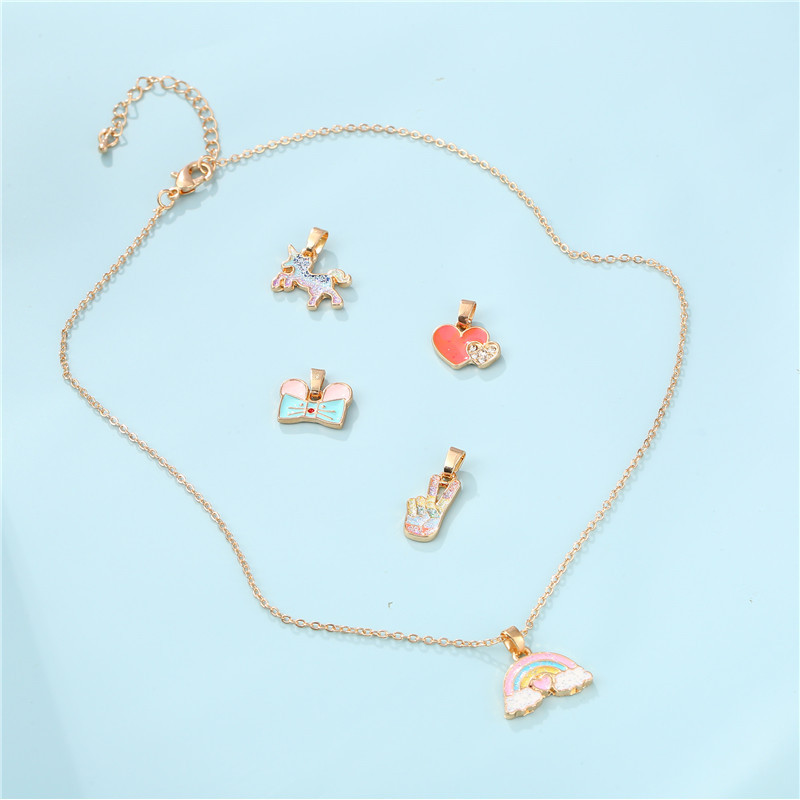 Cute Rainbow Alloy Enamel Girl's Pendant Necklace display picture 4