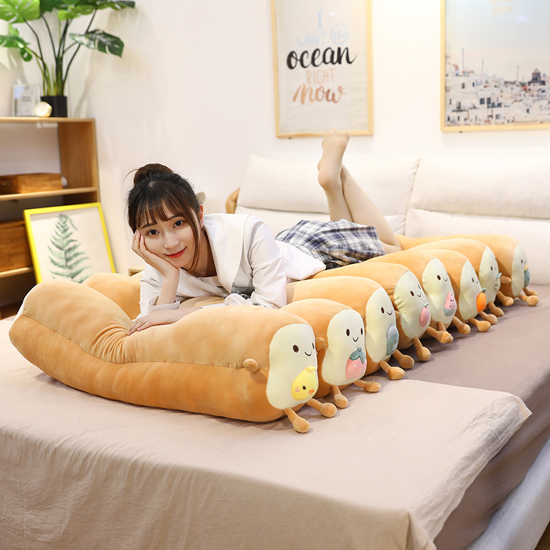 Leather Shell Can Be Sold With LOGO Toast Bread Long Pillow Plush Toy Down Cotton Bread Doll Doll