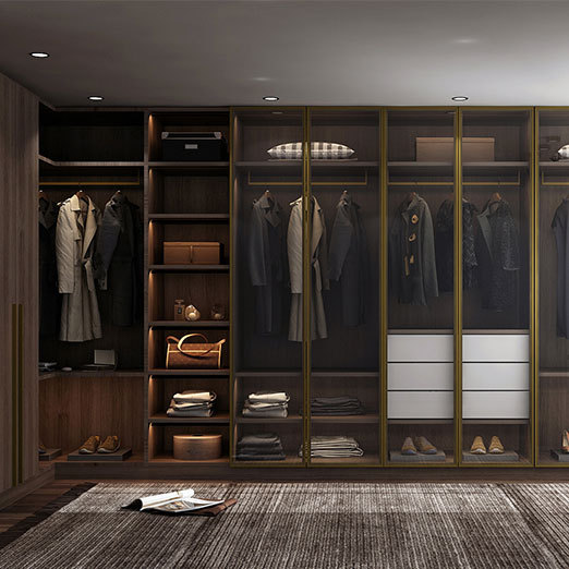 伟询现代整体衣柜定制极简轻奢衣帽间平开门衣橱门板饰面板大板|ms