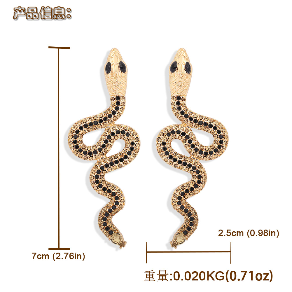 Exaggerated Snake-shaped Diamond Retro Punk Snake Earrings display picture 1