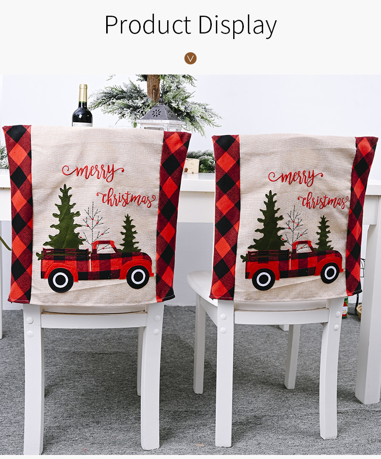 Décorations de Noël Plaid Voiture Arbre de Noël Housse de chaise Housse de tabouret Housse de chaise décorative créative pour la maison_voghion.com