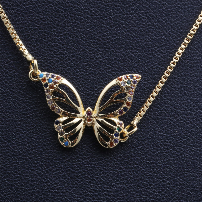 Micro-set Zircon Butterfly Brave Puppies Bat Hanging Necklace Copper Wholesale Nihaojewelry display picture 1