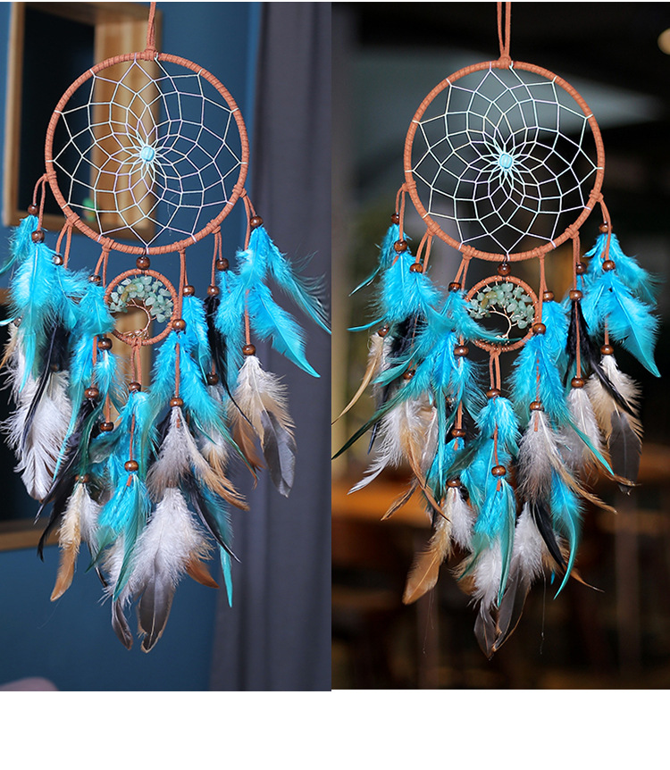 Dreamcatcher Tree Wood Feather Iron Wind Chime Wall Art display picture 1