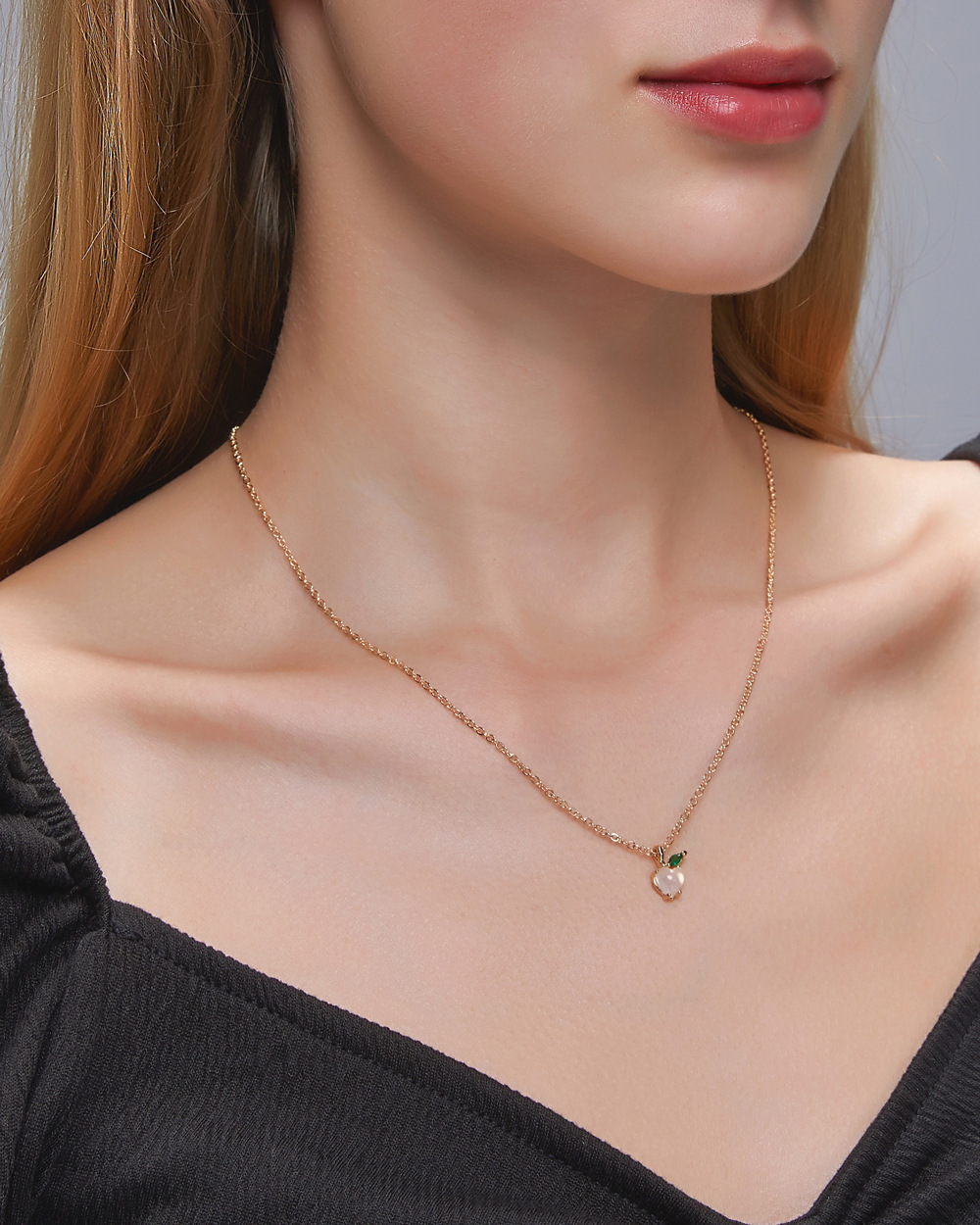 Womenu0027S Cute Peach Copper Opal Necklace Inlay