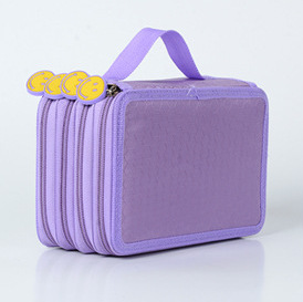 Bolsa de lápices de color sólido de gran capacidad de color de cuatro capas caja de lápices de color boceto de relleno de papelería bolsa de lápices portátil de 72 hoyos para estudiantes
