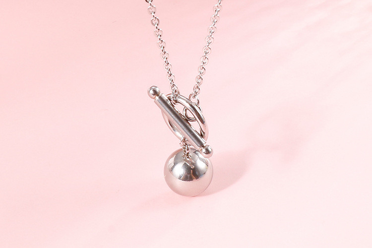 simple fashionable golden ball OT buckle necklace earrings stainless steel set wholesale nihaojewelr