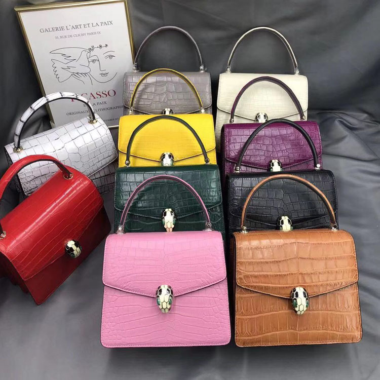 新款泰国真鳄鱼肚皮女士手提包休闲彩色腹皮单肩包时尚潮流斜跨包