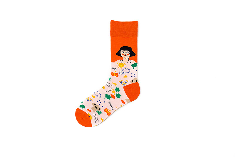 Unisex Basic Streetwear Cartoon Cotton Jacquard Crew Socks A Pair display picture 11