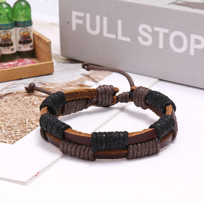 simple retro woven cowhide bracelet
