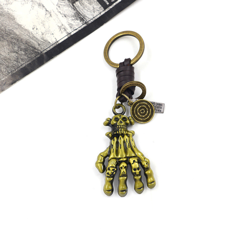 Halloween Festival Hand, Skull Pattern Men'S Gender Hip-Hop, Punk Style Hip-hop Punk Hand Skull Metal Halloween Men's Bag Pendant Keychain 1 Piece
